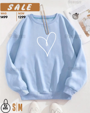-Fleece Sweatshirt (heart) skyblue