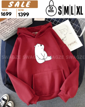 *Fleece Hoodie (ice panda) MAROON